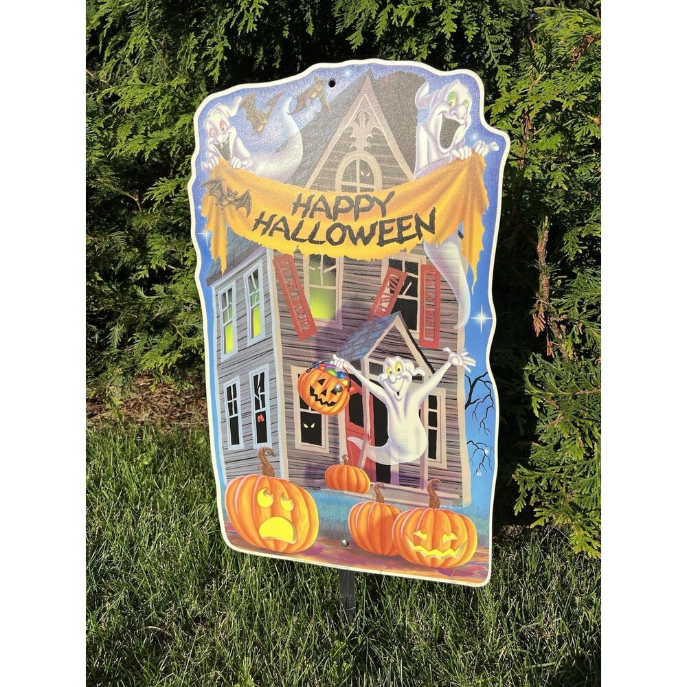 Impact Plastics Yard Art Vintage Halloween Yard Art Sign Haunted House Ghost